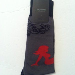 PER PEDES MENS NEW GRAY MERCERIZED COTTON BLEND DRESS SOCKS ONE SIZE